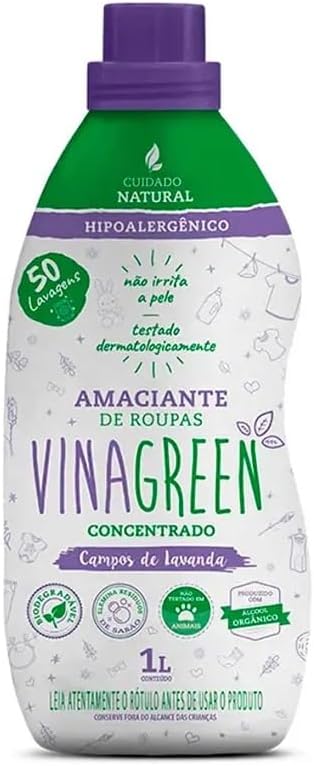 Vinagreen Amaciante De Roupas Liquido Concentrado Campos De Lavanda 1 L