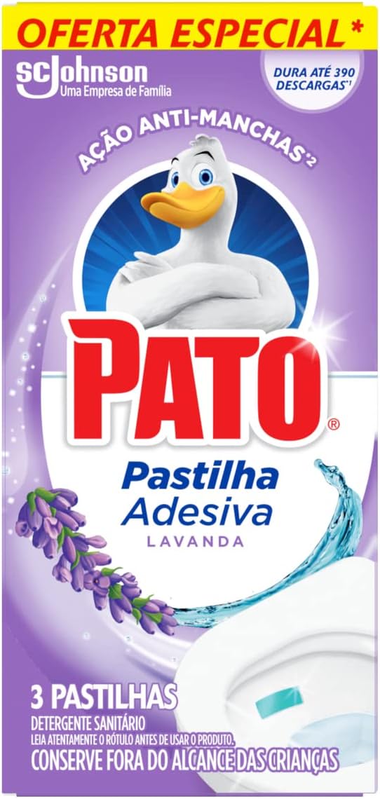 Pato Desodorizador Sanitário Pastilha Adesiva Lavanda 3 unidades promocional