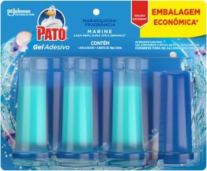 Pato Desodorizador Gel Adesivo, Limpeza Banheiro, Vaso Sanitário Limpo e Perfumado por até 6 Semanas, Com Aplicador, 18 Discos