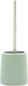 Oikos - Escova Sanitária de Silicone com Suporte de Cerâmica Listras Verde Sálvia