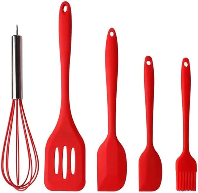 Conjunto de Espátulas de Cozinha em Silicone c/Fue - 5 Peças (cores variadas)