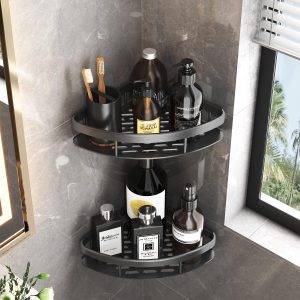 Kit 2 Prateleira Para Banheiro de Canto Porta Shampoo Sabonete Nicho Organizador Cozinha Lavanderia Aluminio Resistente Estilo Industrial Clean