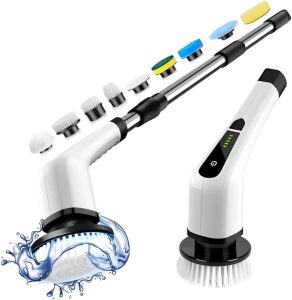Esfregão Elétrico Giratório MOP 9 em 1 Escova Multiuso Cabo Ajustável Cozinha Banheiro Casa Sem fio 360° Recarregável