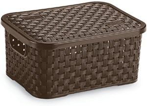 Nitronplast Rattan Cesto Organizador, Plástico, Marrom, PP, 1 Unidade