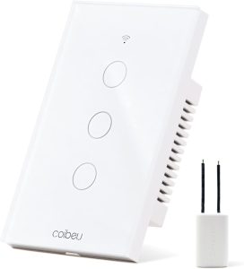 Interruptor Inteligente WiFi, Interruptor Smart Sem Fio Doméstico Multifuncional, Controle Remoto de Eletrodomésticos Por Celulares, Controle Por Voz, Branco, 3 Botao, sem neutro